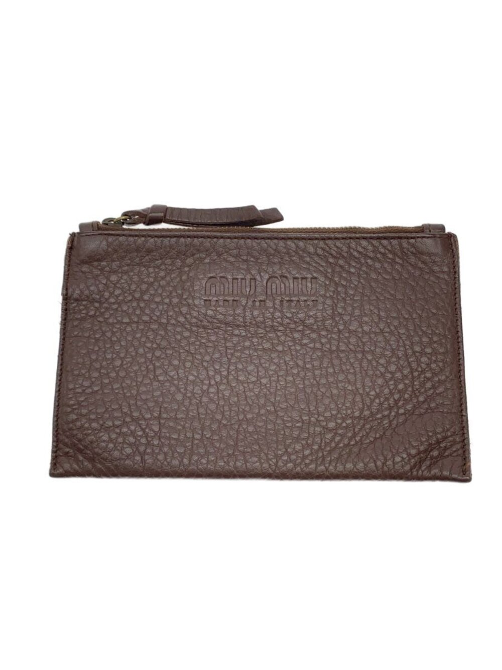 Miu Miu Card Case Wallet Leather Brown